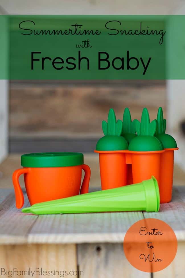 These three great products from Fresh Baby that make healthier summer time snacking fun and easy- So Easy Snack Cup, So Easy Pop Maker and Pop Maker/Snack Pouch. Make sure to enter the giveaway at the end of this post to win all three summer snacking products from Fresh Baby for your little one!