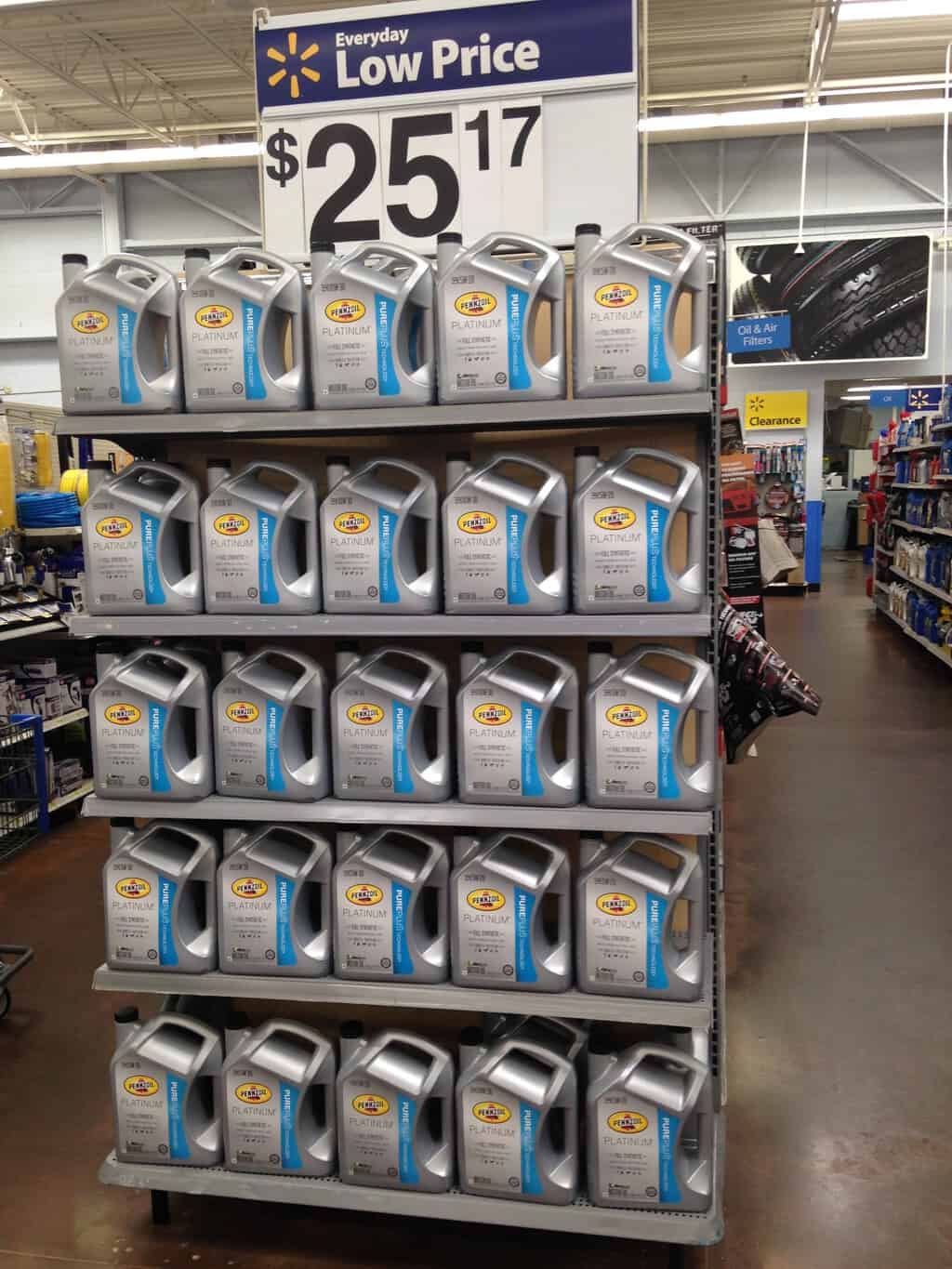 Buy Pennzoil Platinum full synthetic motor oil and a new filter at Walmart