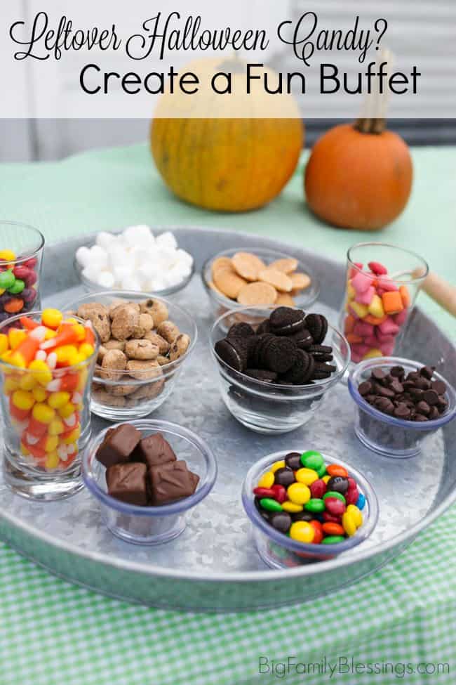 Create a leftover Halloween Candy & Pudding Buffet