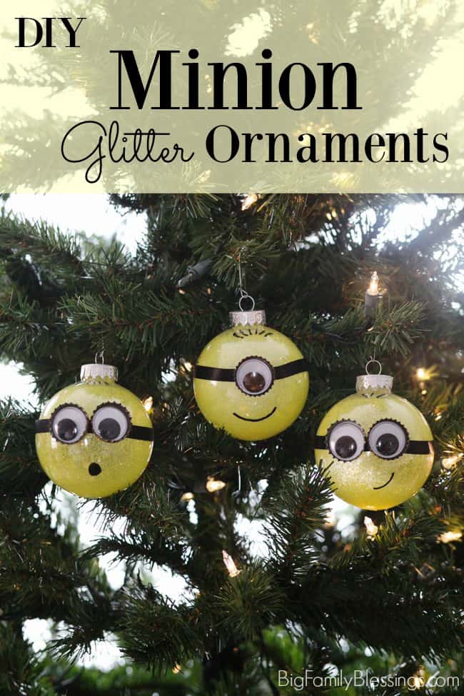 DIY Glitter Minion Ornament