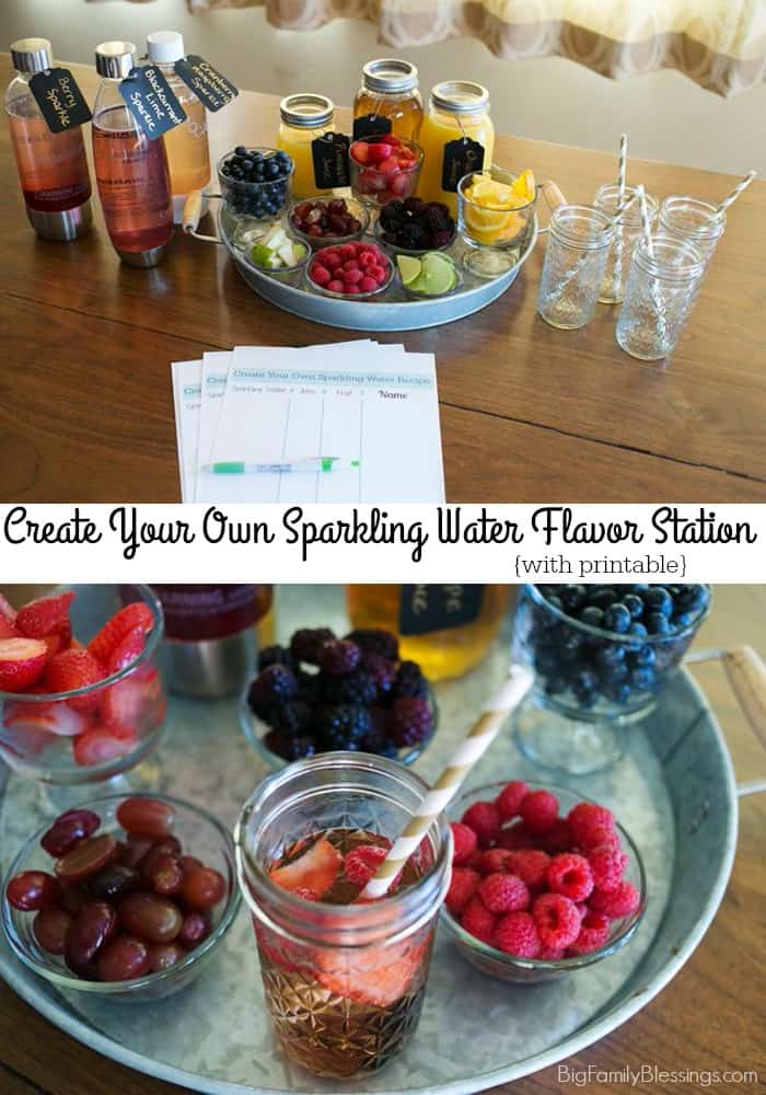 Create a DIY Sparkling Water Flavor Station complete with a printable for ultimate experimentation!