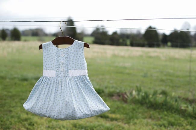 Clothes pin holder out of baby dress
