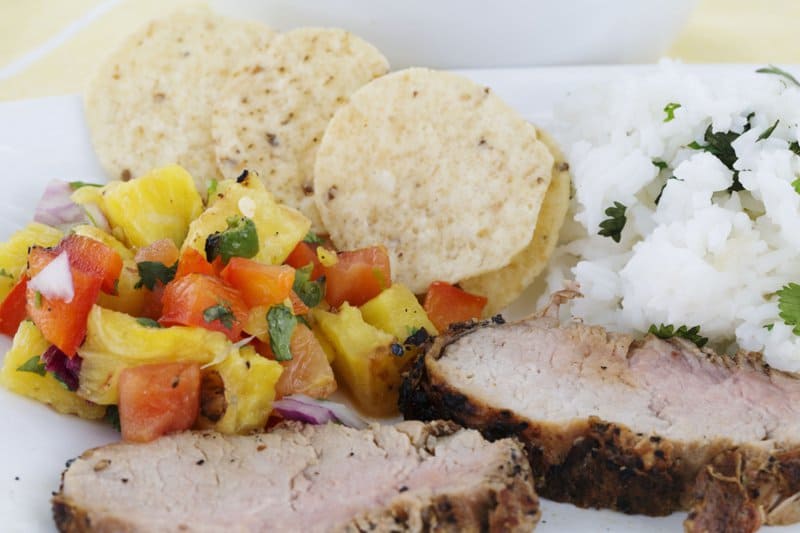 Grilled Pineapple Salsa with Garlic Pepper Pork