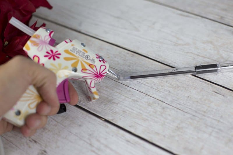 DIY Christmas Poinsettia Flower Pen Gift tutorial