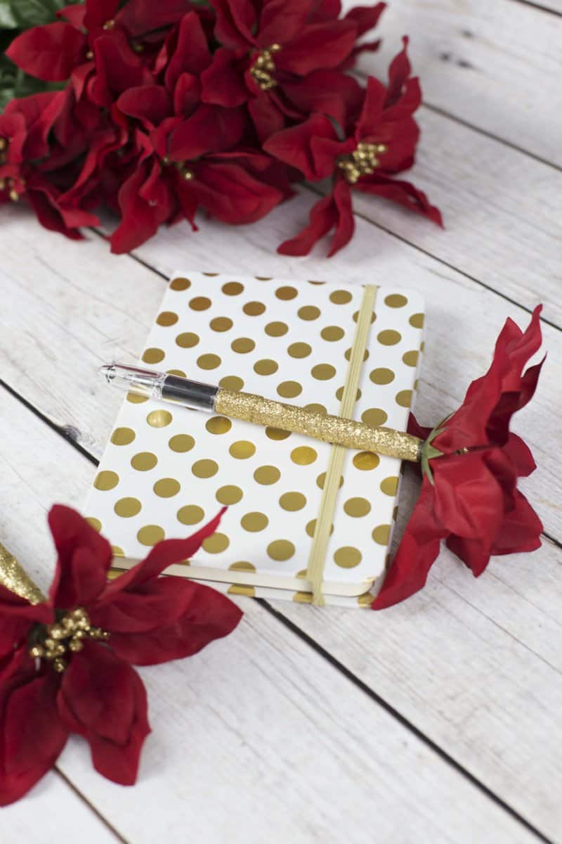 DIY Poinsettia Flower Pens Christmas gift for tweens, teens, and teachers