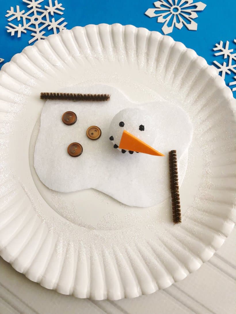 Easy & Adorable Melted Snowman Paper Plate Craft