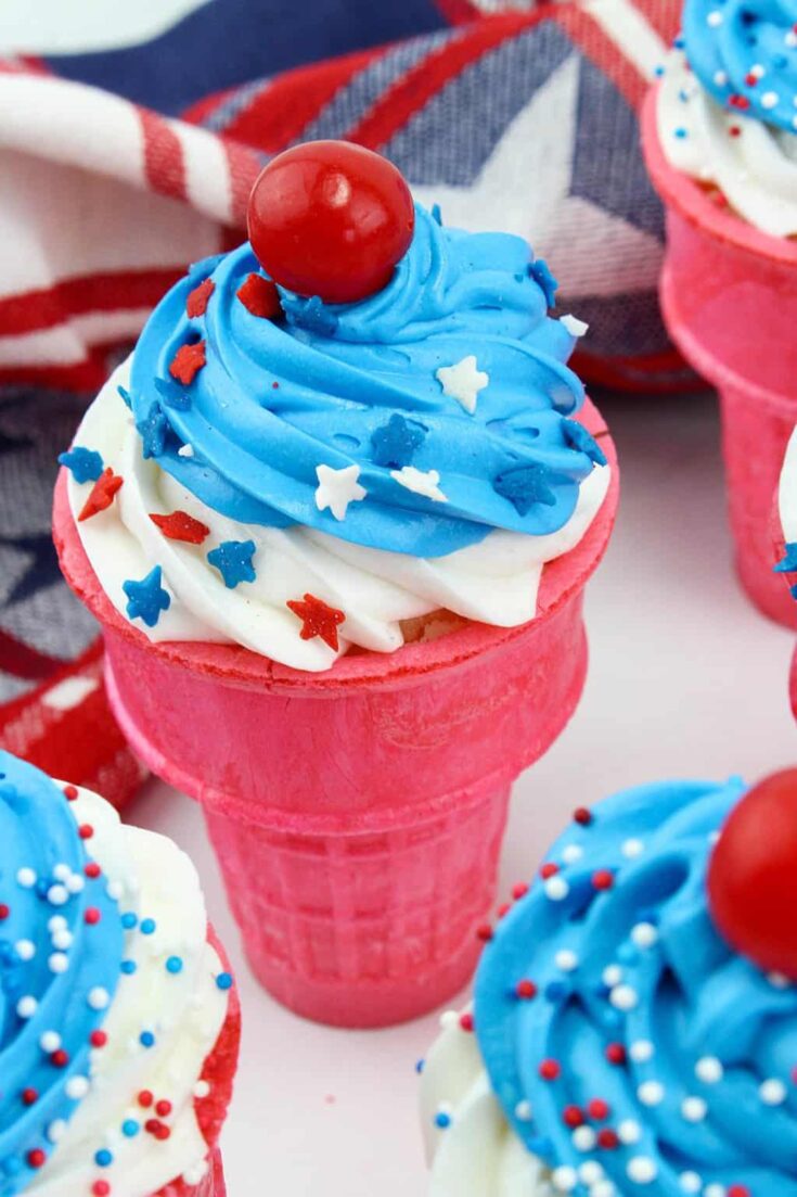 Patriotic Ice Cream Cone Cupcakes