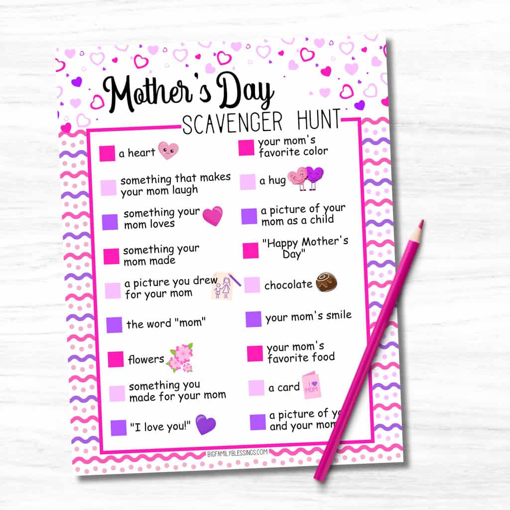 Free Printable Mother’s Day Scavenger Hunt