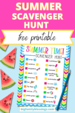 Free Printable Summer Scavenger Hunt for Kids - Big Family Blessings