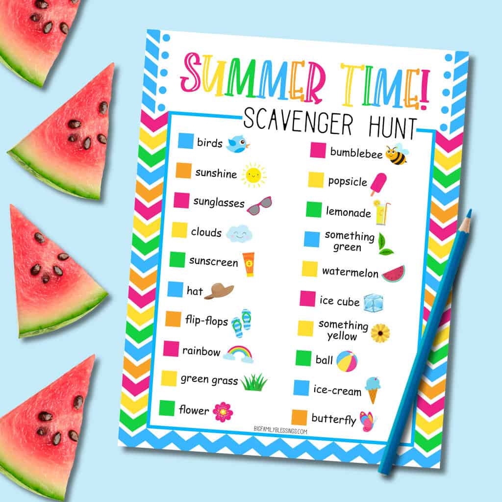 Free Printable Summer Scavenger Hunt for Kids