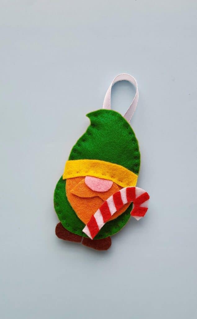 make a candy cane gnome christmas ornament