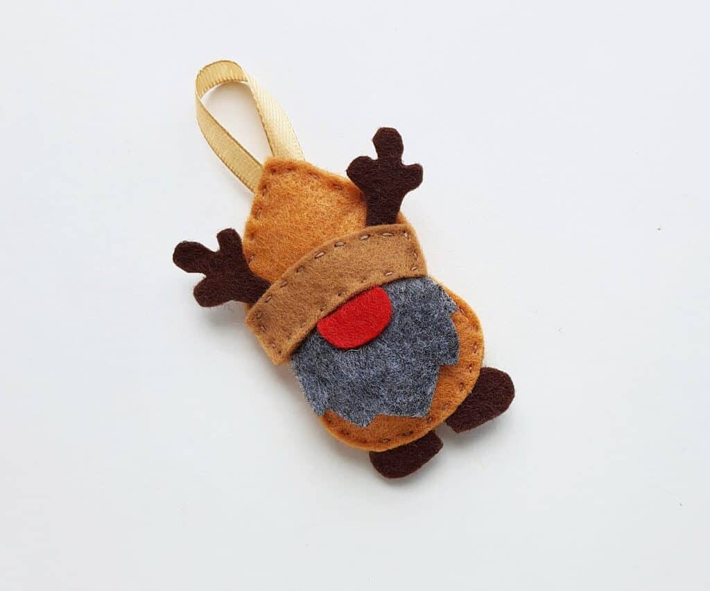 reindeer gnome felt ornament
