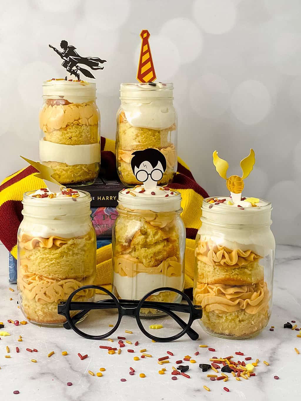 Butterbeer Cake Jars for a Harry Potter Party