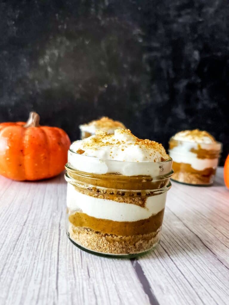 layered pumpkin pie in a jar