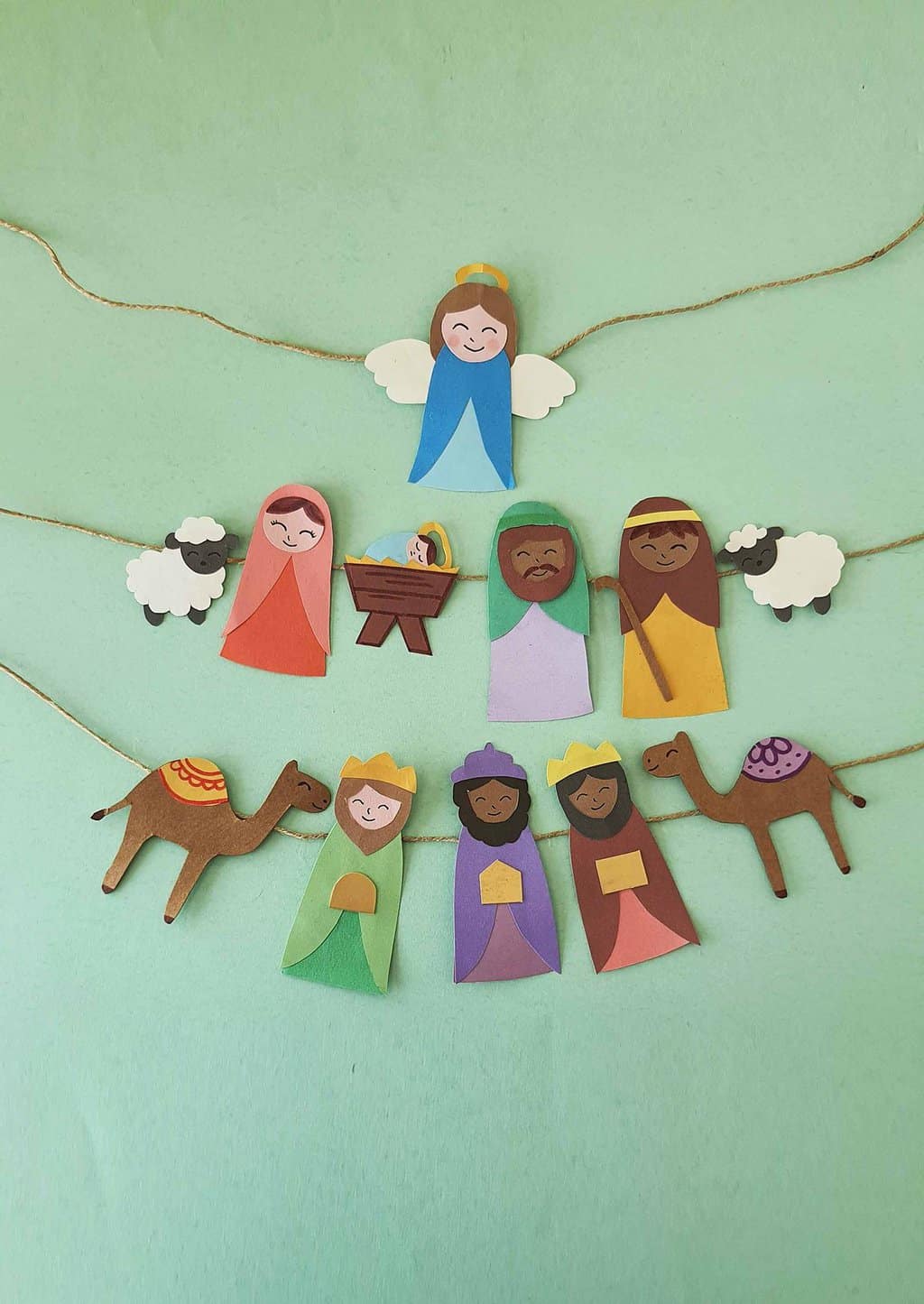 Paper Nativity Garland for Christmas