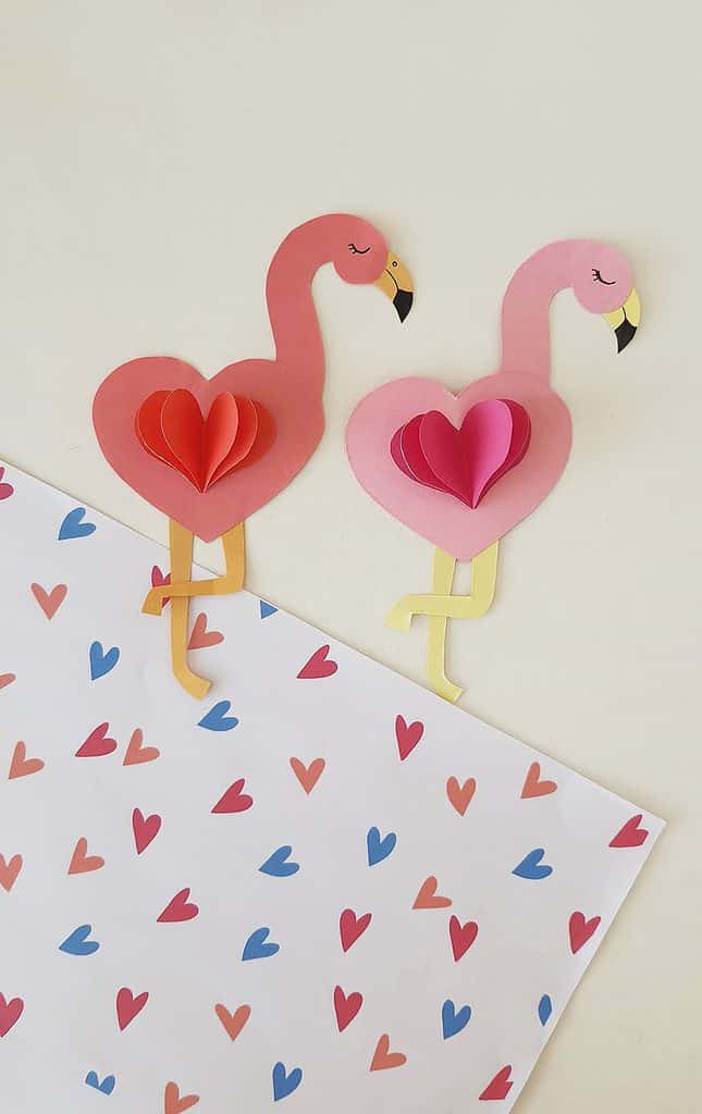 flamingo paper valentine craft