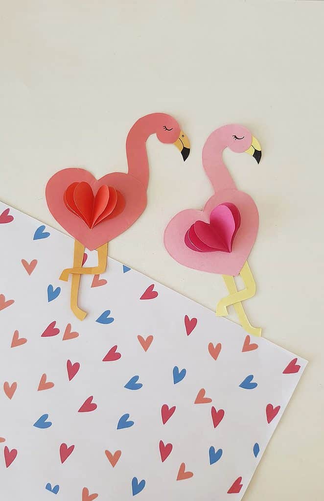 valentine heart flamingo craft