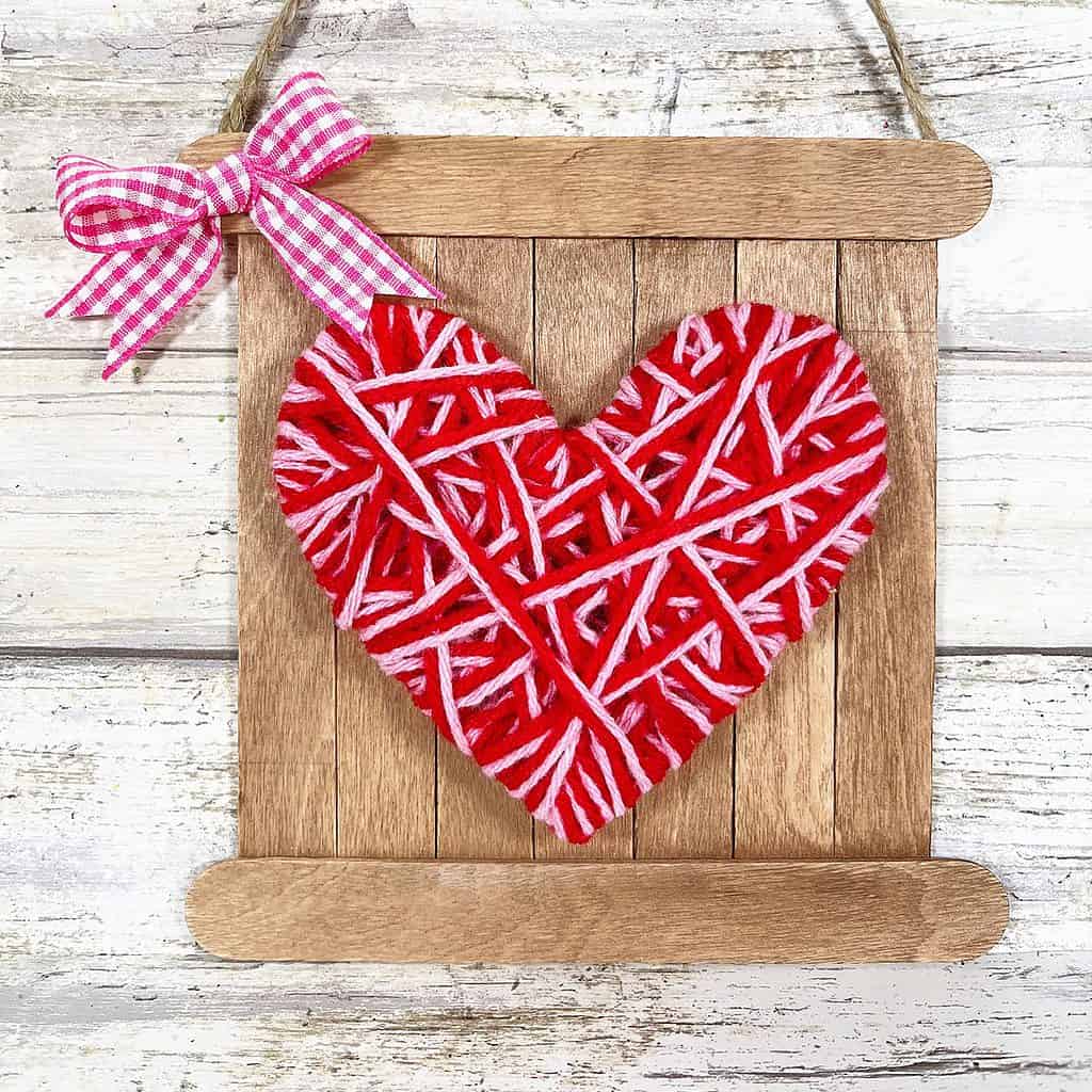 Yarn Wrapped Heart Valentine Sign Craft