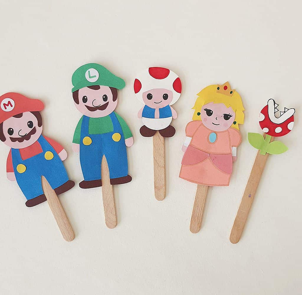 Super Mario Bros Craft Popsicle Stick Mario Characters Big Family 