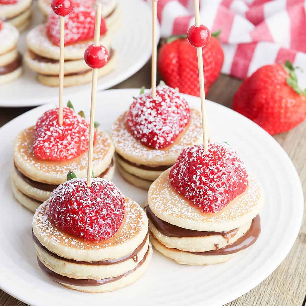 Adorable Valentine’s Breakfast Idea- Strawberry Nutella Pancakes