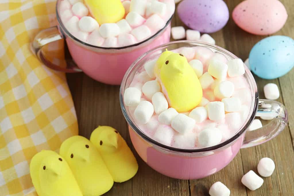 pink white hot chocolate for easter