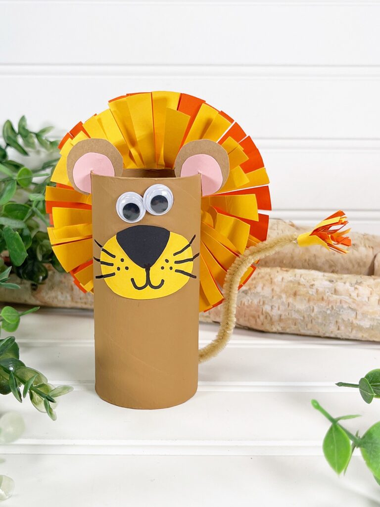 Toilet roll crafts for kids — toilet roll lion face