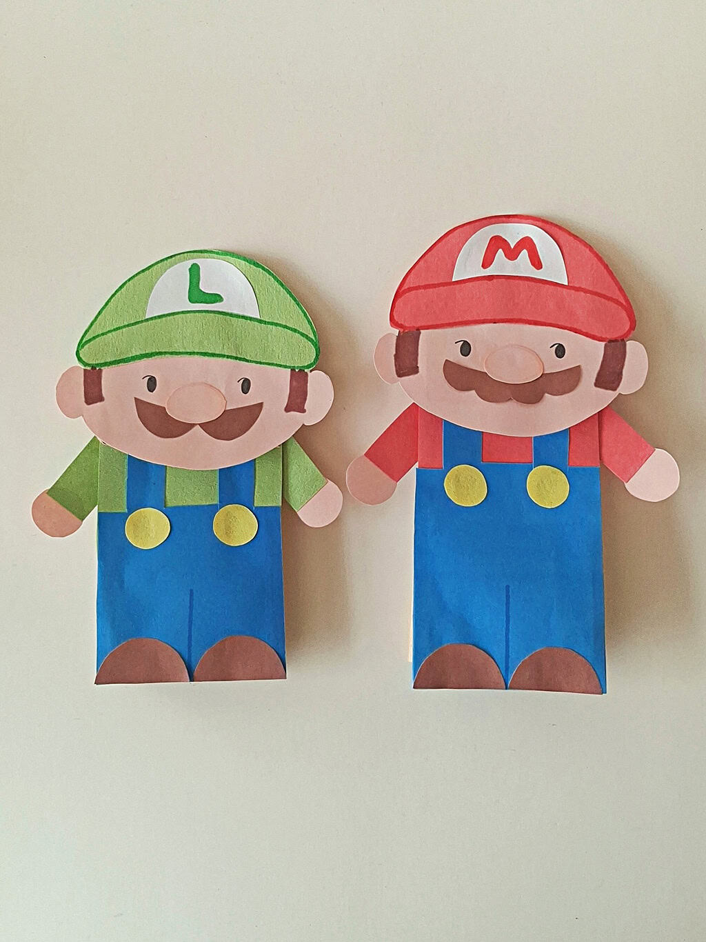 Mario and Luigi Paper Bag Puppets