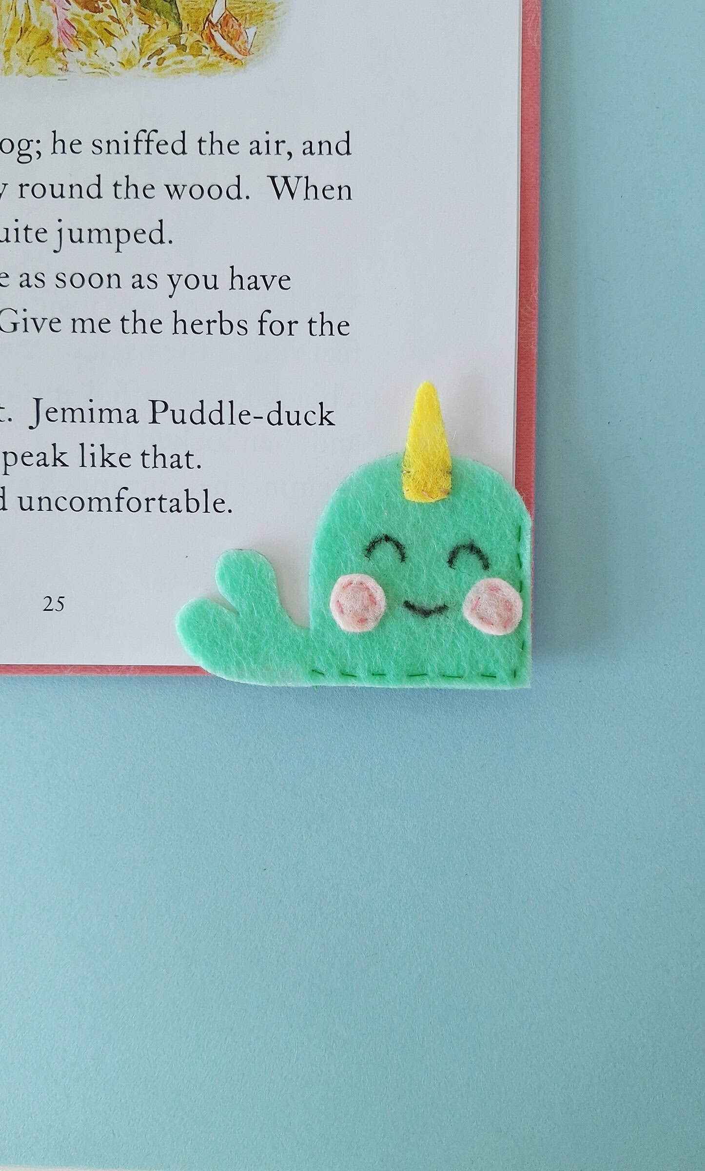 Felt Narwhal Bookmark with Free Pattern