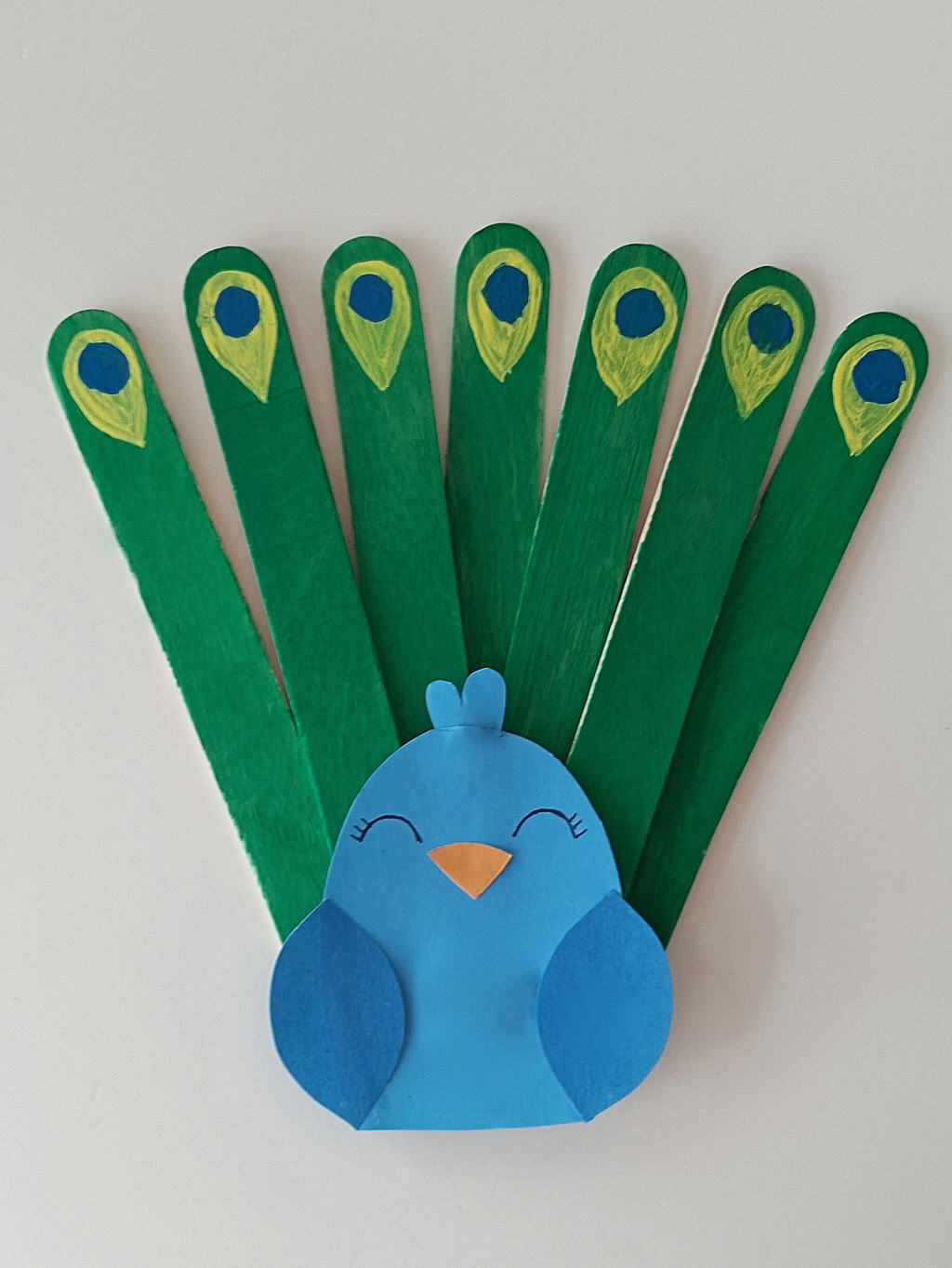 Popsicle Stick Peacock Craft for Kids