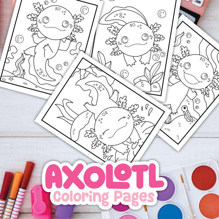 Free Printable Axolotl Coloring Pages Pack