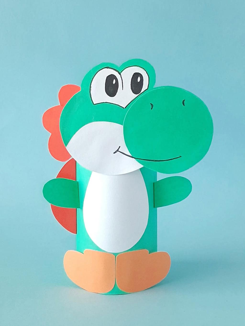 Toilet Paper Roll Yoshi Puppet Craft